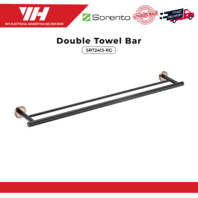 Sorento Double Towel Bar Rose Gold + Matt Black SRT2413-RG
