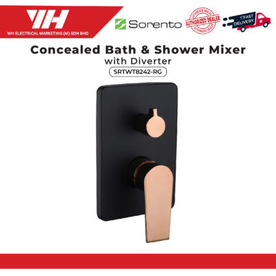 Sorento Concealed Bath & Shower Mixer Tap w/ Diverter Rose Gold + Matt Black