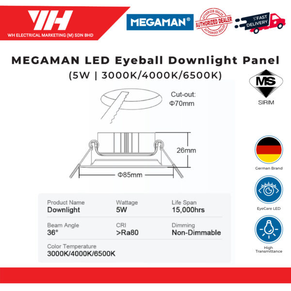 MEGAMAN LED Eyeball Downlight Panel 03