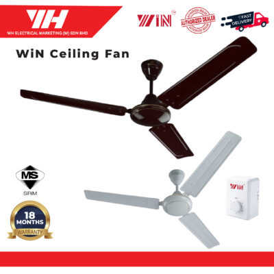 [SIRIM] WIN 3 Blades 60″ Ceiling Fan with Regulator Speed Control (Black/White) || Kipas Siling 风扇 – WIN-360CF