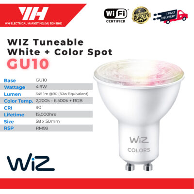Philips WiZ Tuneable White + Color Spot GU10 ( 2200K – 6500K )  -Light Bulb/Mentol Lampu