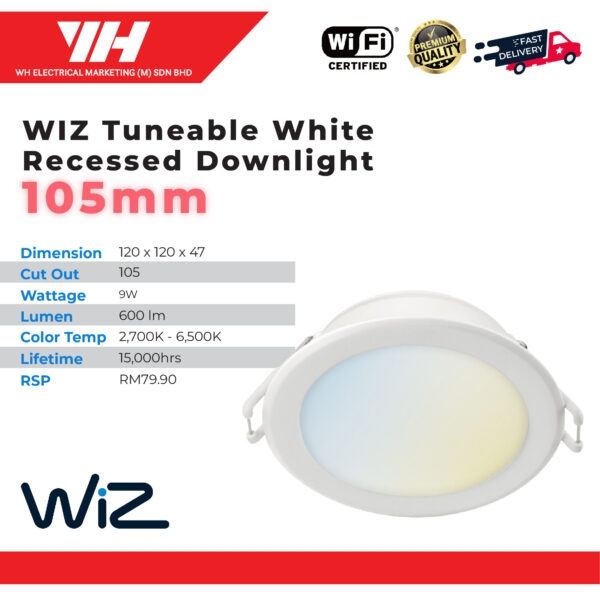 WiZ Tuneable White Recessed Downlight1