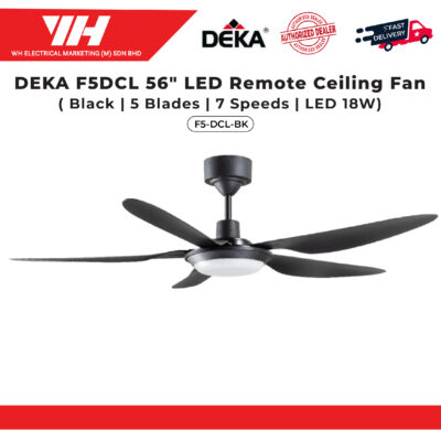 DEKA F5DCL 56″ 18W 3C LED DC 7 SPEED REMOTE CEILING FAN