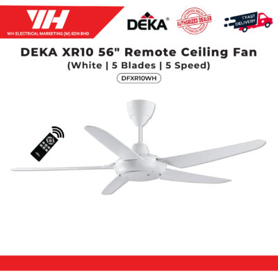 DEKA XR10 56″ 5 BLADE 5 SPEED REMOTE CEILING FAN WHITE