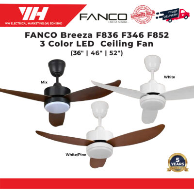 FANCO BREEZA 36″/46″/52″ 6 SPEED LED 3C CEILING FAN