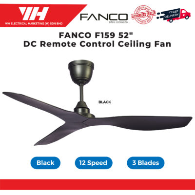 FANCO F159 52″ DC RC CEILING FAN BLACK