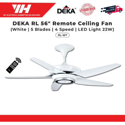 DEKA RL 56″ REMOTE CEILING FAN WHITE