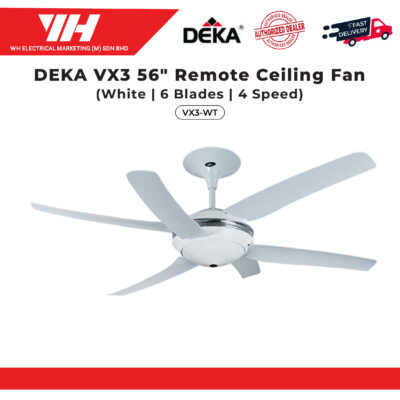 DEKA VX3 56″ REMOTE CEILING FAN WHITE