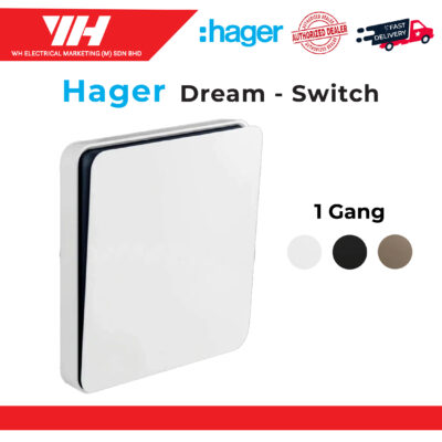 HAGER DREAM 1 GANG 1 WAY | 2 WAY SWITCH (WHITE/ELEGANT GOLD/KNIGHT BLACK)