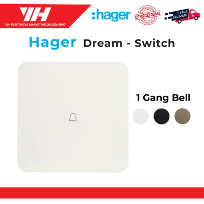 HAGER DREAM 1 GANG BELL SWITCH (WHITE/ELEGANT GOLD/KNIGHT BLACK)