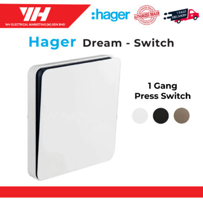 HAGER DREAM 1 GANG PRESS SWITCH (WHITE/ELEGANT GOLD/KNIGHT BLACK)