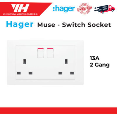 HAGER MUSE 13A TWIN SWITCH SOCKET OUTLET