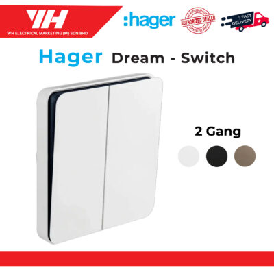 HAGER DREAM 2 GANG 1 WAY | 2 WAY SWITCH (WHITE/ELEGANT GOLD/KNIGHT BLACK)