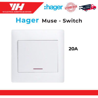 HAGER MUSE 20A 1 WAY | 2 WAY DP SWITCH C/W NEON