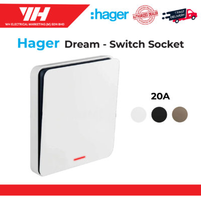 HAGER DREAM 20A 1 WAY | 2 WAY DP SWITCH C/W NEON (WHITE/ELEGANT GOLD/KNIGHT BLACK)