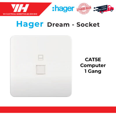 HAGER DREAM 1 GANG CAT5E COMPUTER SOCKET OUTLET