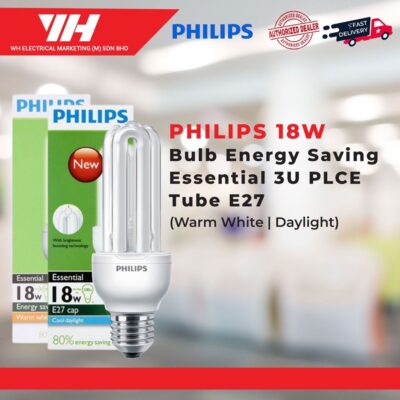 PHILIPS 18W Bulb Energy Saving Essential 3U PLCE Tube E27 Warm White/Daylight