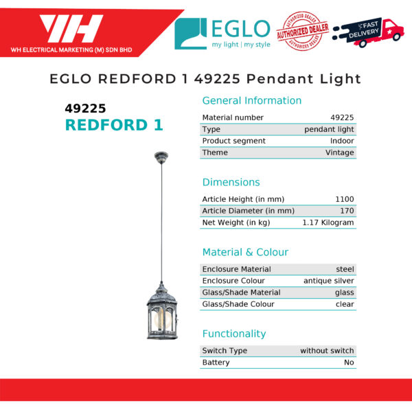 EGLO REDFORD 1 49225 02