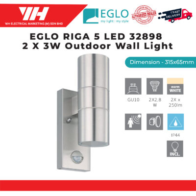 EGLO RIGA 5 LED 32898 2 X 3W OUTDOOR WALL LIGHT