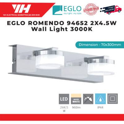 EGLO ROMENDO 94652 2 X 4.5W WALL LIGHT 3000K