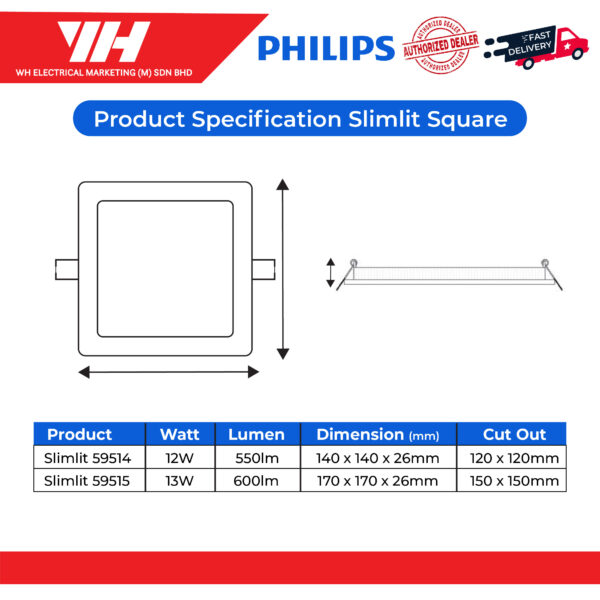 Philips Slimlit Downlight Square 02