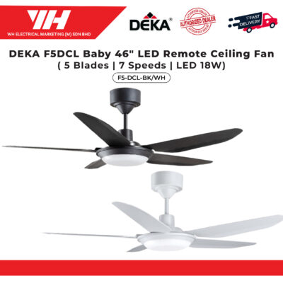 DEKA F5DCL 46″ 18W 3C LED DC 7 SPEED REMOTE CEILING FAN