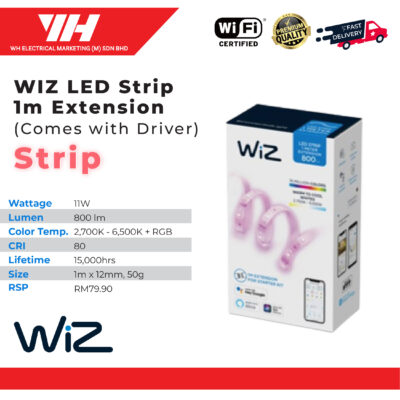 Philips WiZ Smart Lighting White and Coloured LED Strip 1-meter Extension [16 Million Colours]