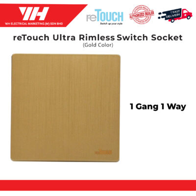 ReTouch Ultra Rimless 1 Gang 1 Way | 2 Way Switches Socket Gold