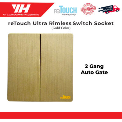 ReTouch Ultra Rimless 2 Gang Auto Gate Switches Socket Gold