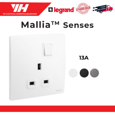 Legrand Mallia Senses 13A Switch Socket (Matt White/Matt Black/Dark Silver)