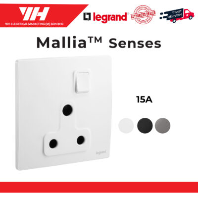 Legrand Mallia Senses 15A Switch Socket (Matt White/Matt Black/Dark Silver)