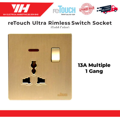 ReTouch Ultra Rimless 13A Multiple Switches Socket Gold
