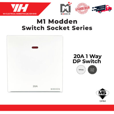 Modden 20A Switch and Socket (White/Dark Grey)