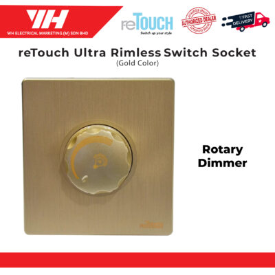 ReTouch Ultra Rimless 500W Rotary Dimmer Switches Socket Gold