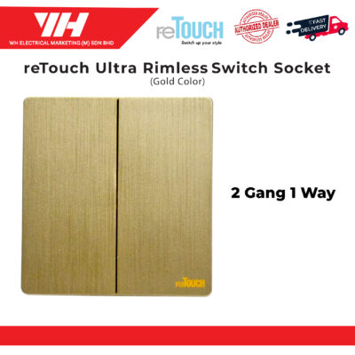ReTouch Ultra Rimless 2 Gang 1 Way | 2 Way Switches Socket Gold