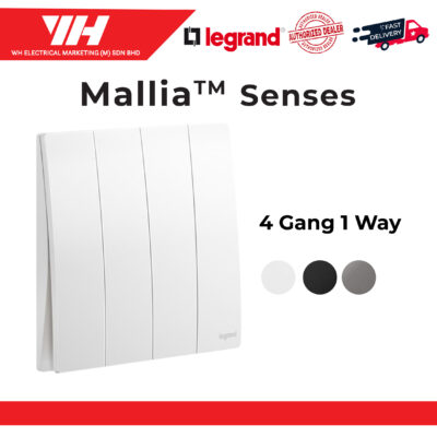 Legrand Mallia Senses 4 Gang 1 Way (Matt White/Matt Black/Dark Silver)