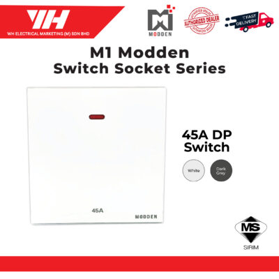 Modden 45A Switch and Socket (White/Dark Grey)