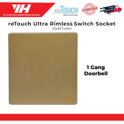 ReTouch Ultra Rimless 1 Gang Door Bell Switches Socket Gold