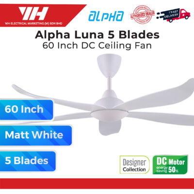 Alpha Vannus Luna 60″ 5Blade Ceiling Fan Matt White