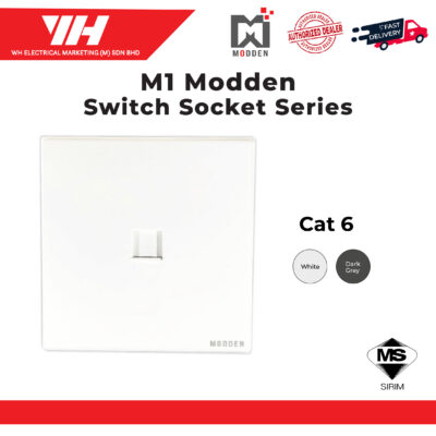 Modden Cat6 Switch and Socket (White/Dark Grey)