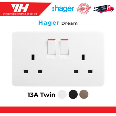 HAGER DREAM 13A 2 GANG (WHITE/KNIGHT BLACK/ELEGANT GOLD)