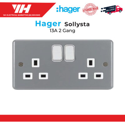 Hager Sollysta 13A 2 Gang Metal Clad