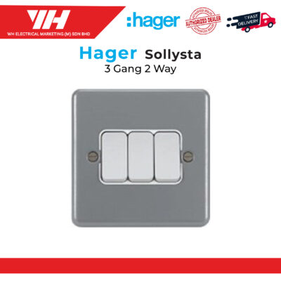 Hager Sollysta 3 Gang 2 Way Metal Clad