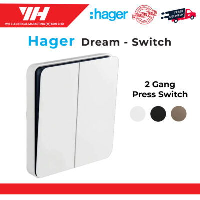 Hager Dream 2 Gang Press Switch (White/Elegant Gold/Knight Black)