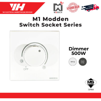 Modden Dimmer Switch and Socket (White/Dark Grey)