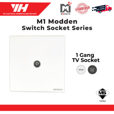 Modden TV Switch and Socket (White/Dark Grey)