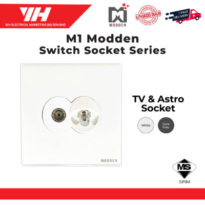 Modden TV + Astro Switch and Socket (White/Dark Grey)