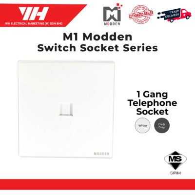 Modden Telephone Switch and Socket (White/Dark Grey)