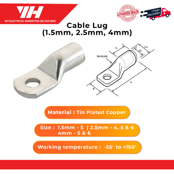 Tin Pleated Copper Cable Lug 02