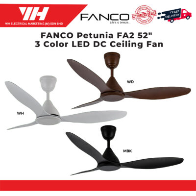 Fanco Petunia FA2 52″ 3 Colour LED DC Ceiling Fan